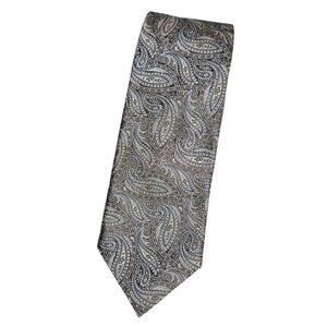 CANALI Men's 100% Silk Necktie LUXURY Tie Gray Paisley W:3.2" EUC